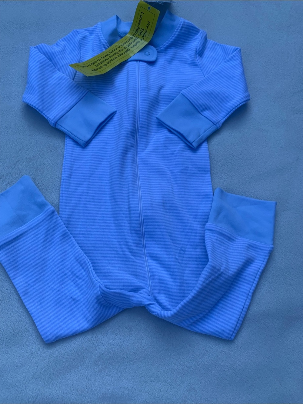 Classic Light Blue Striped Footed One-Piece for Kids